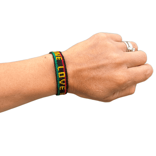 ONE LOVE Rastafari Adjustable Friendship Bracelet - Explore our adjustable, unisex ONE LOVE Rastafari bracelet, handcrafted with a cotton blend by Ecuadorian artisans. Fits everyone beautifully.